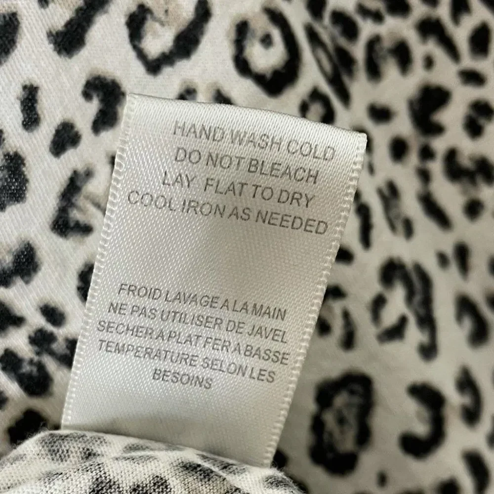 Rebecca Taylor Cheetah Leopard Print Ruffle Cotton Tee  Shirt